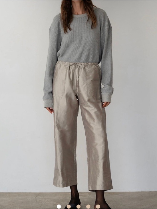DONNI. Pants - Donni The Taffeta Drawstring Cargo Pant in silver size S_NWT